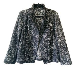 Eileen Fisher, Black/Silver Jacquard Wool Blend